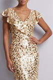Vestido Midi Mother Of the Bride Mother Of the Bride com decote em V prateado e decote em V Prata de Sereia