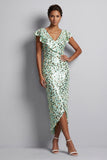 Vestido Midi Mother Of the Bride Mother Of the Bride com decote em V prateado e decote em V Prata de Sereia