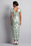 Vestido Midi Mother Of the Bride Mother Of the Bride com decote em V prateado e decote em V Prata de Sereia