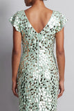 Vestido Midi Mother Of the Bride Mother Of the Bride com decote em V prateado e decote em V Prata de Sereia