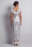 Vestido Midi Mother Of the Bride Mother Of the Bride com decote em V prateado e decote em V Prata de Sereia