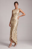 Vestido Midi Mãe da Noiva Verde Verde Brilhante Assimétrico de Decote Redondo Mãe da Noiva com Lantejoulas