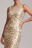 Vestido Midi Mãe da Noiva Verde Verde Brilhante Assimétrico de Decote Redondo Mãe da Noiva com Lantejoulas