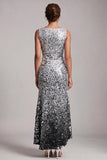 Vestido Midi Mãe da Noiva Verde Verde Brilhante Assimétrico de Decote Redondo Mãe da Noiva com Lantejoulas