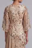 Vestido de Mãe da Noiva com Lantejoulas Assimétricas de Melancia e Sereias