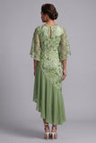 Vestido de Mãe da Noiva com Lantejoulas Assimétricas de Melancia e Sereias
