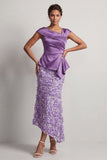 Vestido Midi Midi Floral Assimétrico de Sereia Azul