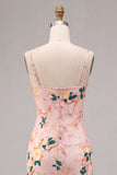 Vestido Midi Floral de Sereia Cor-de-Rosa