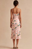 Vestido Midi Floral de Sereia Cor-de-Rosa