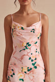 Vestido Midi Floral de Sereia Cor-de-Rosa