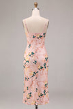 Vestido Midi Floral de Sereia Cor-de-Rosa
