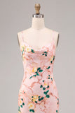 Vestido Midi Floral de Sereia Cor-de-Rosa