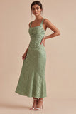 Vestido Midi Floral Estampado Estampado Verde Sereia Verde Claro