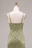 Vestido Midi Floral Midi Bodycon Bodycon Verde-Claro com Fenda