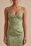Vestido Midi Floral Midi Bodycon Bodycon Verde-Claro com Fenda