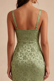 Vestido Midi Floral Midi Bodycon Bodycon Verde-Claro com Fenda