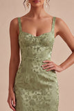 Vestido Midi Floral Midi Bodycon Bodycon Verde-Claro com Fenda