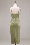 Vestido Midi Floral Midi Bodycon Bodycon Verde-Claro com Fenda