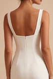 Vestido Branco Bodycon de Gola Quadrada com Flores 3D