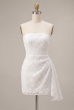 Vestido Branco Bodycon Floral Bodycon Sem Alças com Faixa