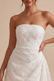 Vestido Branco Bodycon Floral Bodycon Sem Alças com Faixa