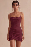 Bodycon Corset, alças finas, vestido branco franzido