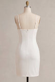 Bodycon Corset, alças finas, vestido branco franzido