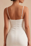 Bodycon Corset, alças finas, vestido branco franzido