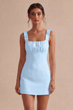 Vestidinho Branco Bodycon Bodycon com Decote Quadrado e Folhos