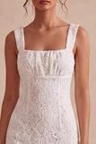Vestidinho Branco Bodycon Bodycon com Decote Quadrado e Folhos