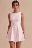 Vestido Branco Pequeno Decote Bateau A-Line