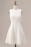 Vestido Branco Pequeno Decote Bateau A-Line