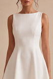 Vestido Branco Pequeno Decote Bateau A-Line