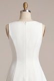 Vestido Branco Pequeno Decote Bateau A-Line
