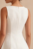 Vestido Branco Pequeno Decote Bateau A-Line