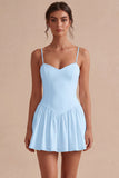 A-Line Alças Esparguete Vestido Branco Pequeno