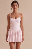 A-Line Alças Esparguete Vestido Branco Pequeno