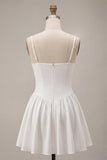 A-Line Alças Esparguete Vestido Branco Pequeno