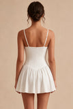 A-Line Alças Esparguete Vestido Branco Pequeno