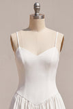 A-Line Alças Esparguete Vestido Branco Pequeno