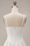A-Line Alças Esparguete Vestido Branco Pequeno