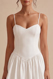 A-Line Alças Esparguete Vestido Branco Pequeno