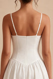 A-Line Alças Esparguete Vestido Branco Pequeno