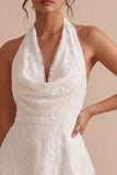 Vestidinho Branco Pequeno Branco A-Line Halter Neck