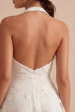 Vestidinho Branco Pequeno Branco A-Line Halter Neck