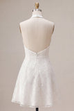 Vestidinho Branco Pequeno Branco A-Line Halter Neck