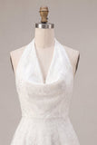 Vestidinho Branco Pequeno Branco A-Line Halter Neck