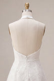 Vestidinho Branco Pequeno Branco A-Line Halter Neck