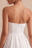 Vestido Branco Pequeno Branco Floral A-Line Strapless