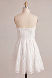 Vestido Branco Pequeno Branco Floral A-Line Strapless